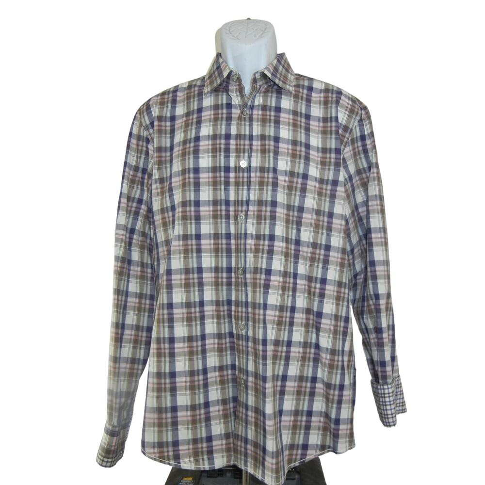 Hugo Boss Shirt Men's Size Large Regular Fit Long Sleeve Button Flip Cuff cotton